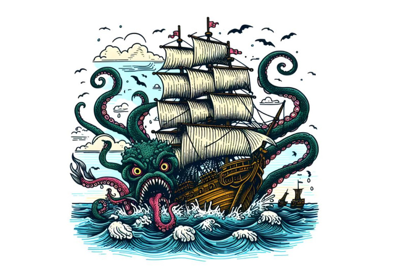 kraken-attacking-sailing-galleon