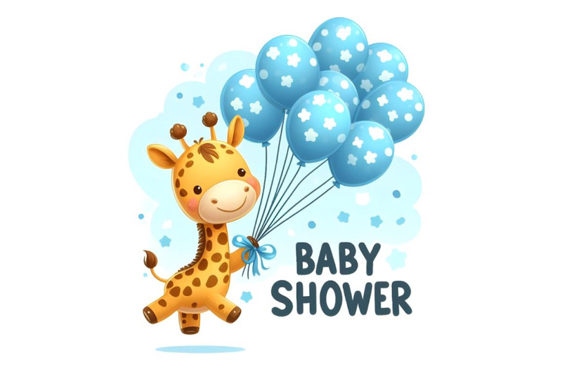 baby-shower-greeting-card-with-cute-little-giraffe-flying-on-blue-ball