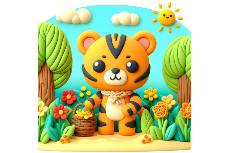 plasticine-cartoon-cute-tiger