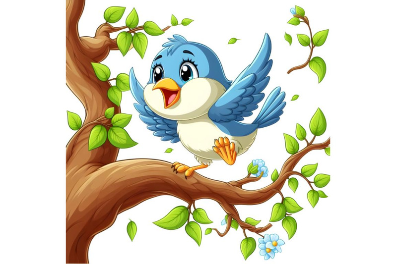 happy-bird-flying-to-branch-of-tree