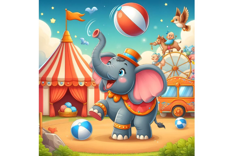 elephant-in-circus-playing-with-bal