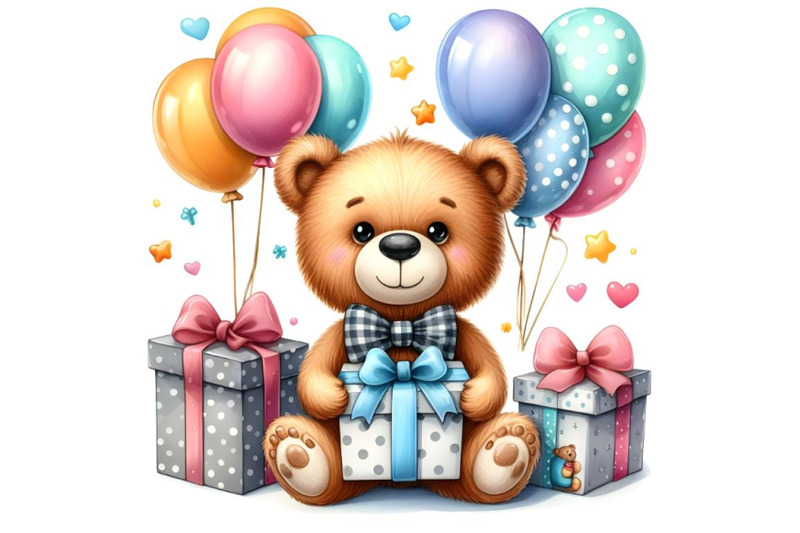 teddy-bear-with-balloons-and-gifts