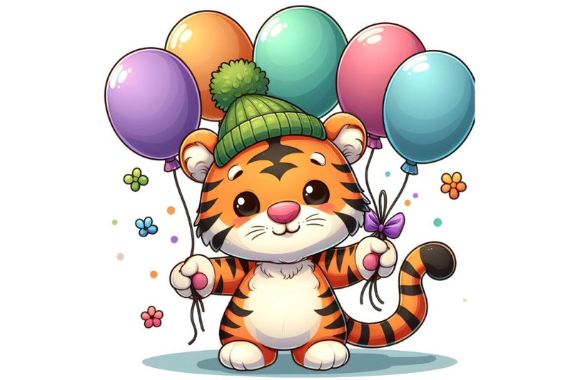 little-tiger-holding-colored-balloons