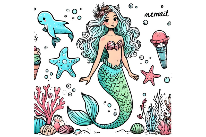 beautiful-mermaid-hand-drawn-doodle