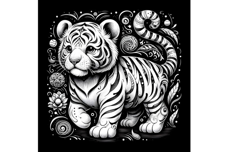 white-baby-tiger-abstract-art