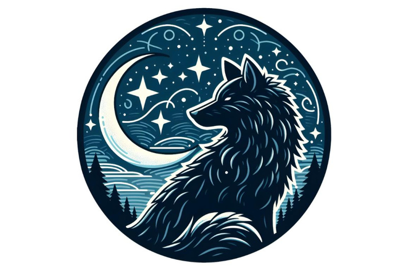 silhouette-of-wolf-with-crescent-moon-and-stars