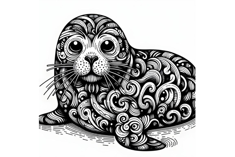 black-and-white-seal-colourful-abstract-art