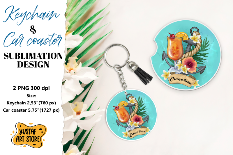 cruise-keychain-sublimation-cruise-car-coaster-sublimation