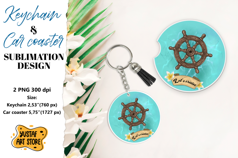 cruise-keychain-sublimation-cruise-car-coaster-sublimation