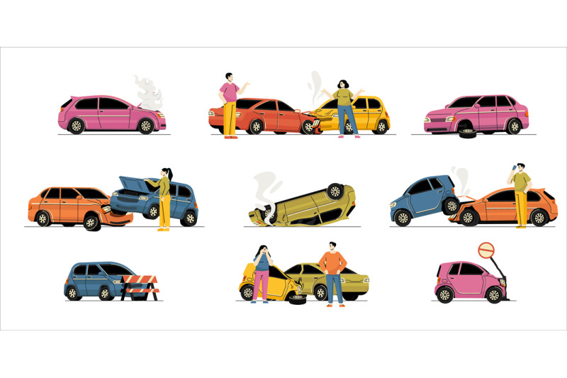 cartoon-car-crash-wrecked-broken-crashed-vehicles-on-road-car-accide