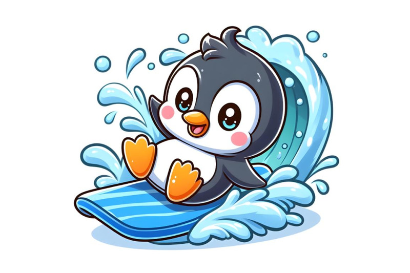 cute-penguin-cartoon-sliding-on-water