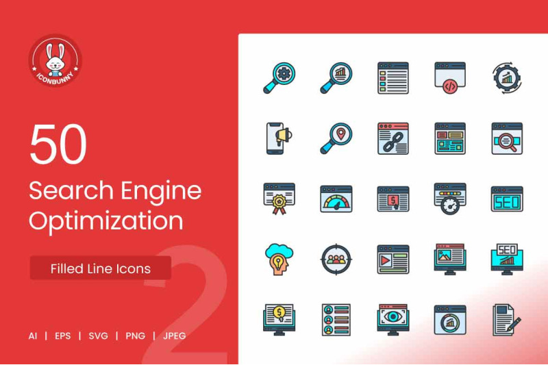 50-search-engine-optimization-filled-line-icons