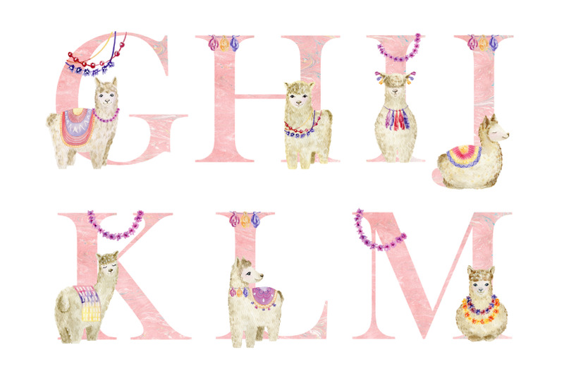 watercolor-alphabet-with-llamas