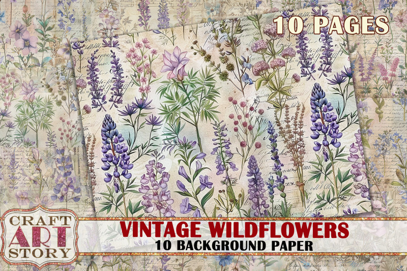 vintage-background-paper-wildflowers-printable-10-pages