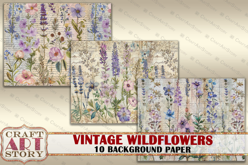 vintage-background-paper-wildflowers-printable-10-pages