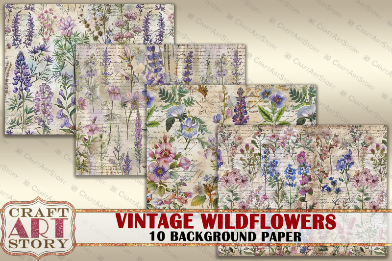 vintage-background-paper-wildflowers-printable-10-pages