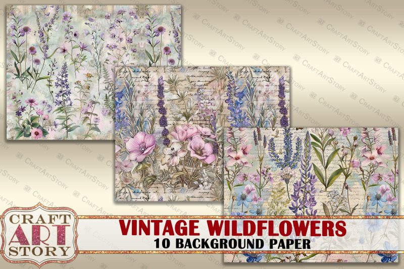 vintage-background-paper-wildflowers-printable-10-pages