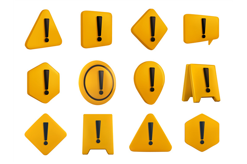 yellow-3d-warning-sign-hazard-symbols-with-exclamation-points-safety