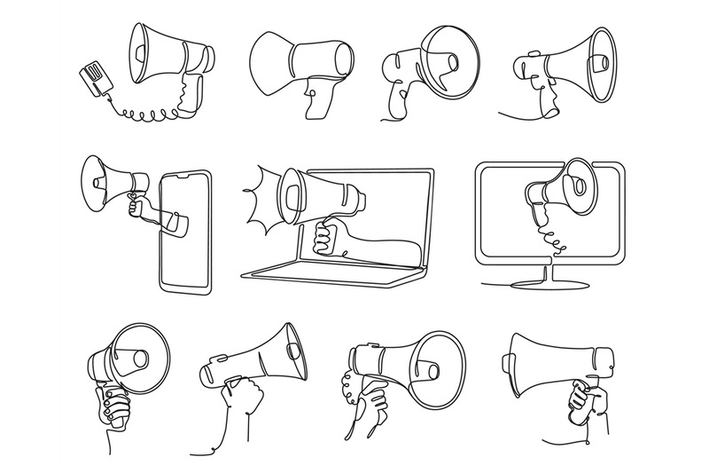 continuous-one-line-megaphone-handheld-loudspeakers-for-announcements