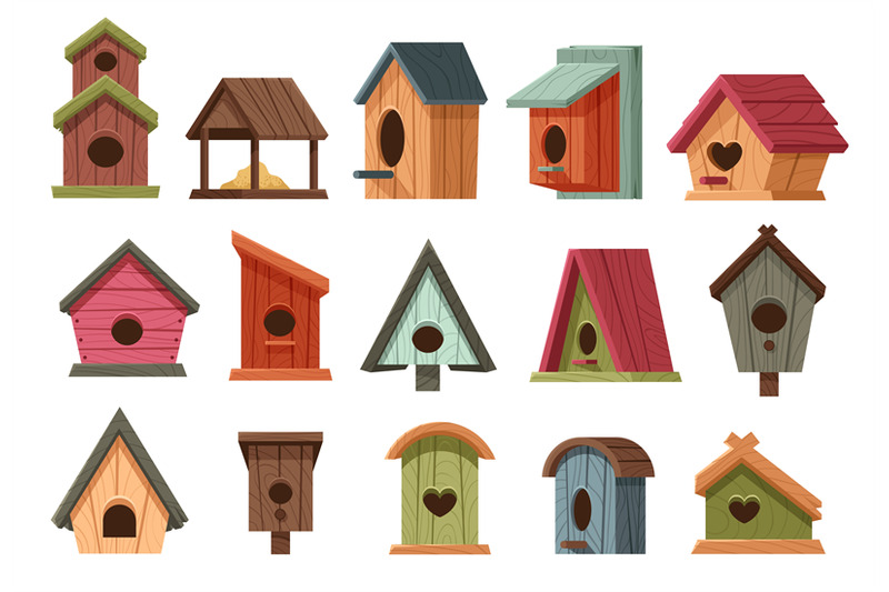 cartoon-wooden-bird-houses-rustic-avian-homes-with-various-designs-c