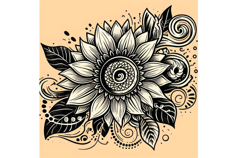 vector-sunflower-abstract-art-tattoo
