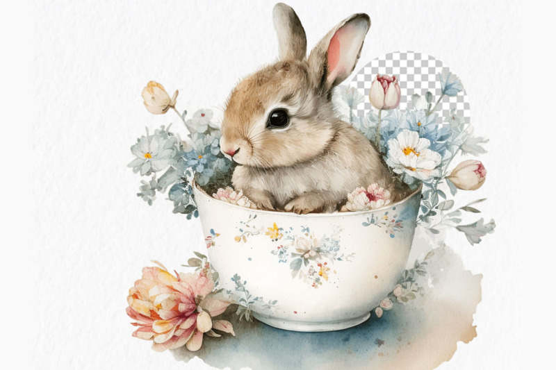 bunnies-in-vintage-cups-watercolor-clipart