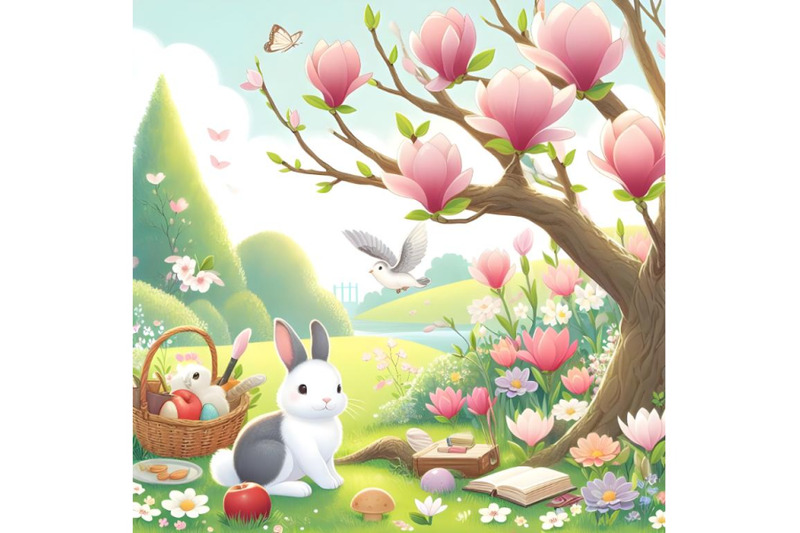 spring-scene-with-rabbit