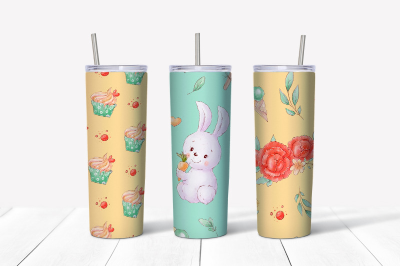 bunny-sublimation-design-skinny-tumbler-wrap-design