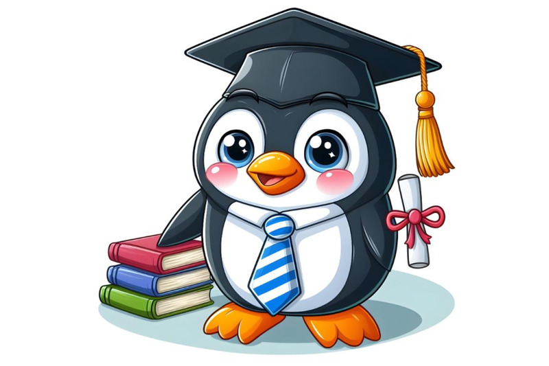 penguin-cartoon-with-graduation-cap-and-striped-tie