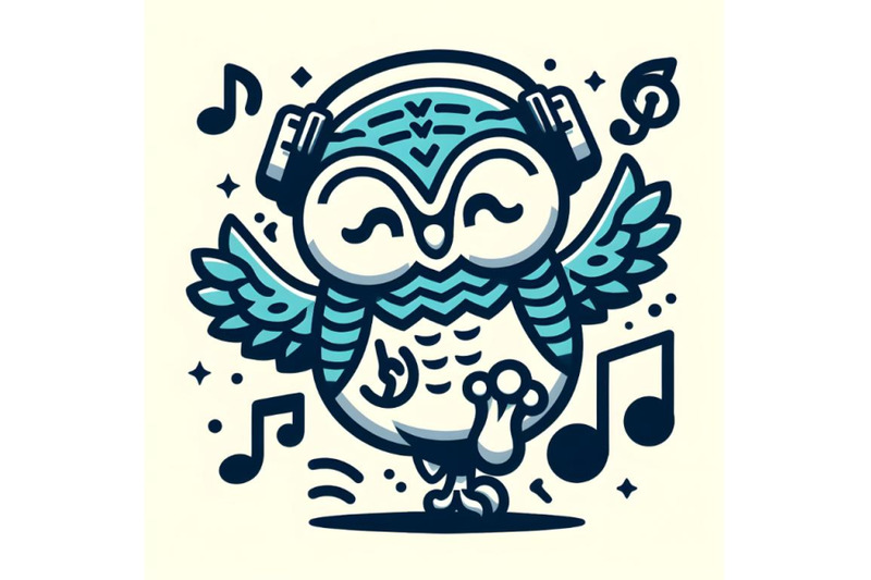 owl-with-headphones-and-dancing-with-music-icon