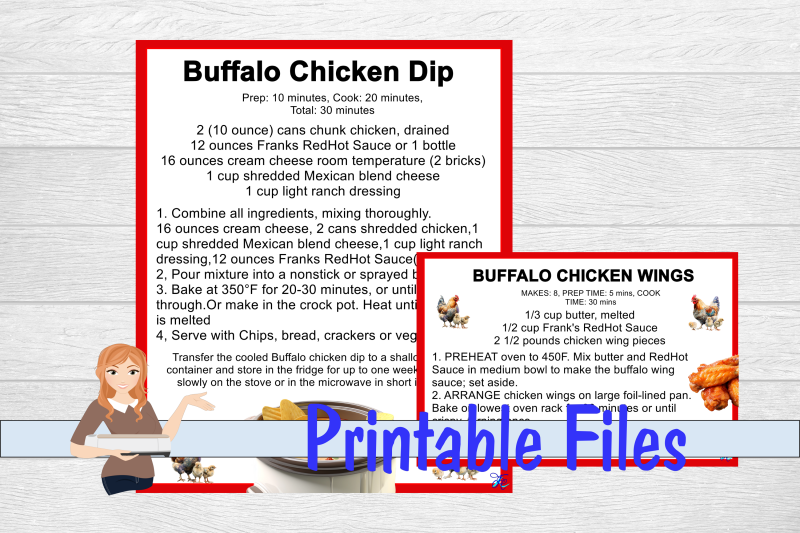 buffalo-chicken-dip-and-buffalo-wings-recipe-cards