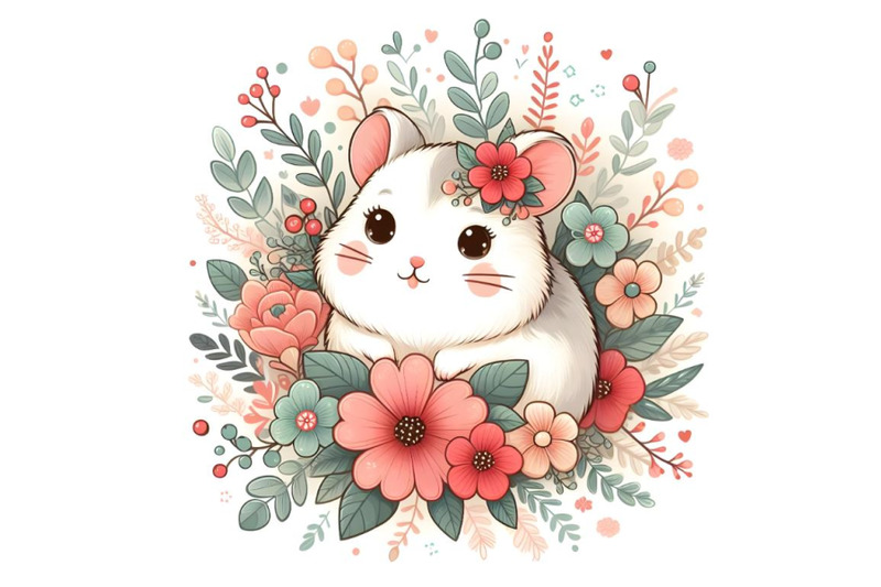 cute-hamster-with-floral-ornament