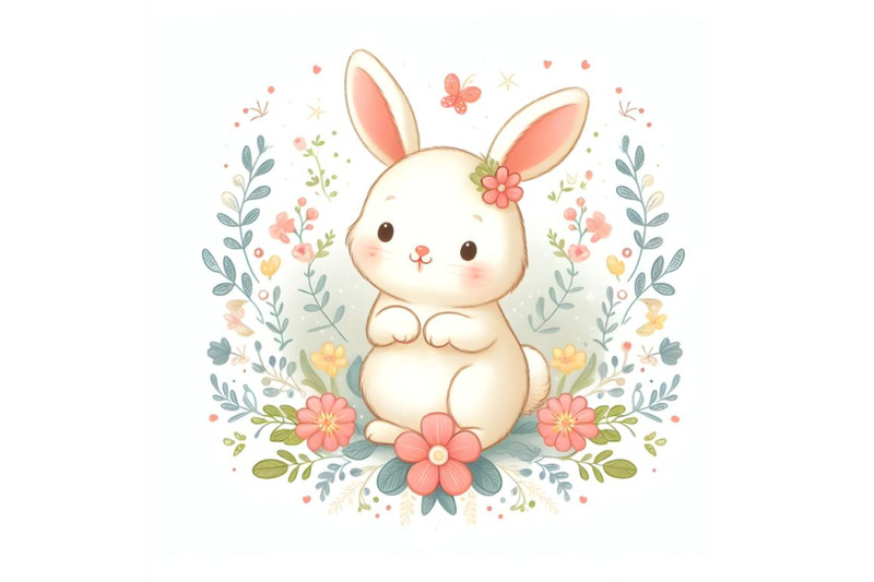 cute-bunny-with-floral-ornament