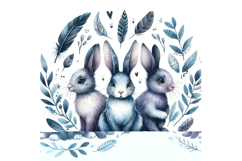 cartoon-bunnies-with-leaves