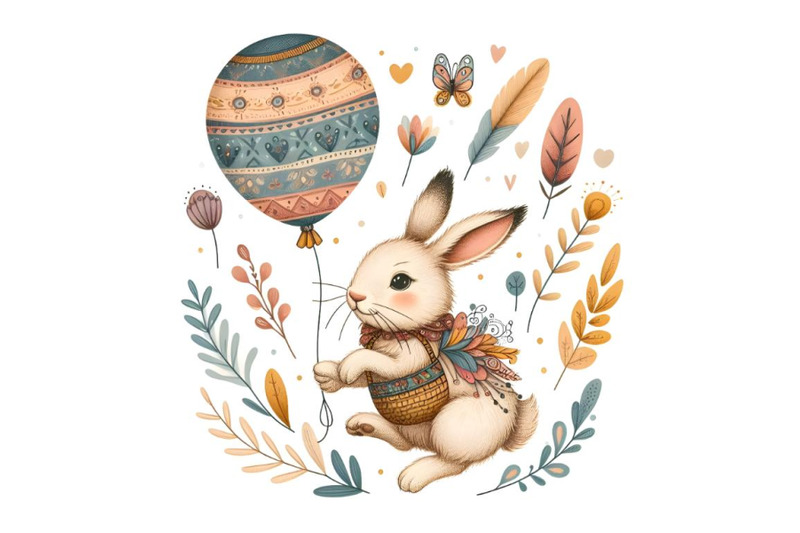 little-hare-fly-with-balloon-boho-style