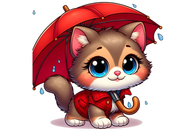 kitty-holds-a-red-umbrella