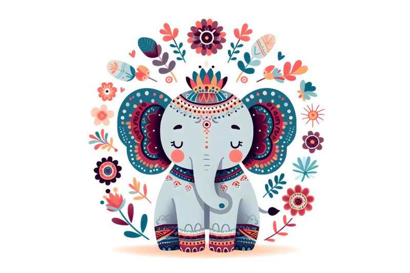 cute-sweet-colorful-elephant-silhouette-boho-style