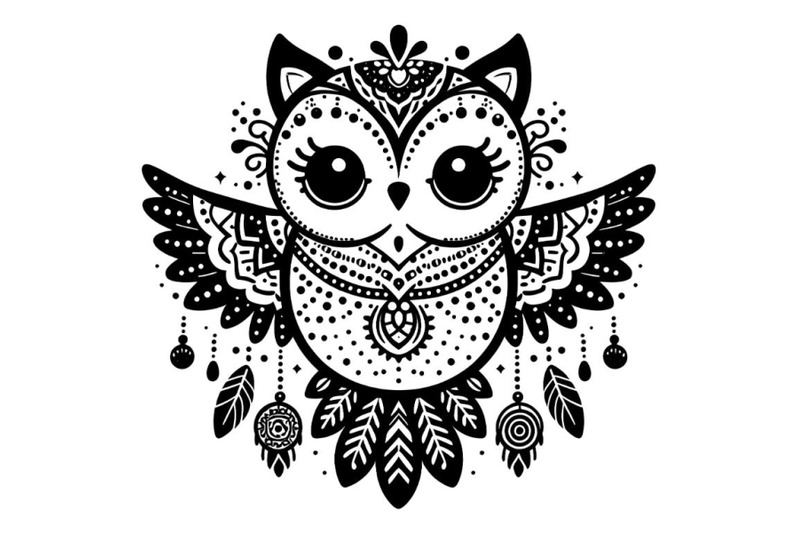 cute-beautiful-owl-silhouette-boho-style