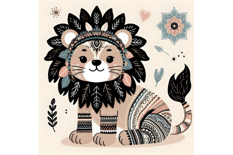 cute-baby-lion-silhouette-boho-style