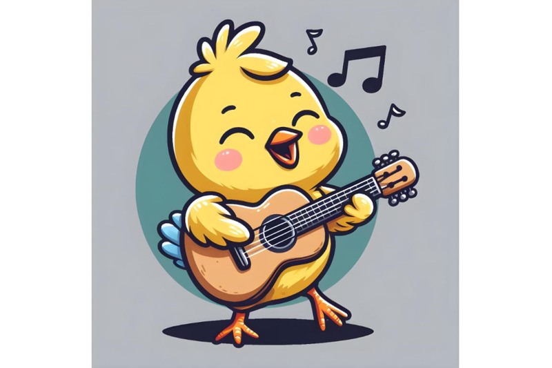 cute-bird-playing-guitar-on-grey