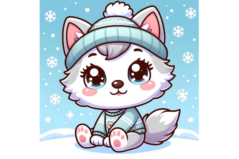 cute-baby-wolf-with-snow-background