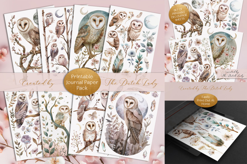 watercolor-owls-decoupage-sheets