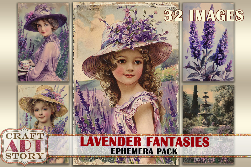 vintage-lavender-fantasies-ephemera-pack-junk-journal