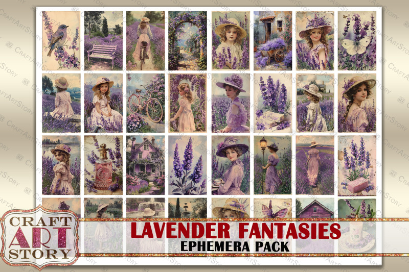 vintage-lavender-fantasies-ephemera-pack-junk-journal