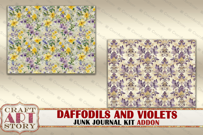 vintage-daffodils-amp-violets-junk-journal-kit-addon-scrapbook