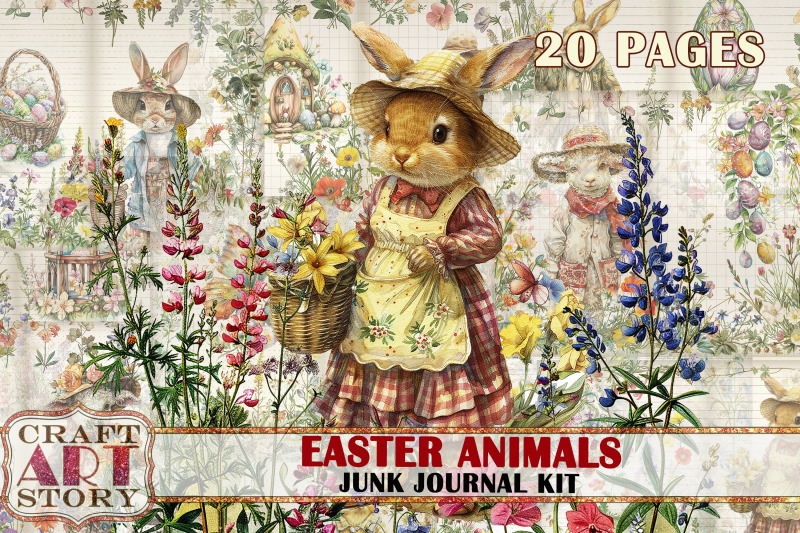 vintage-easter-animals-junk-journal-pages-digital-papers