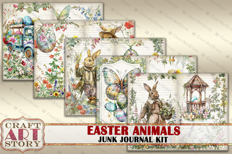 vintage-easter-animals-junk-journal-pages-digital-papers