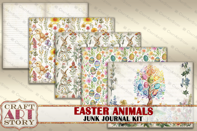 vintage-easter-animals-junk-journal-pages-digital-papers