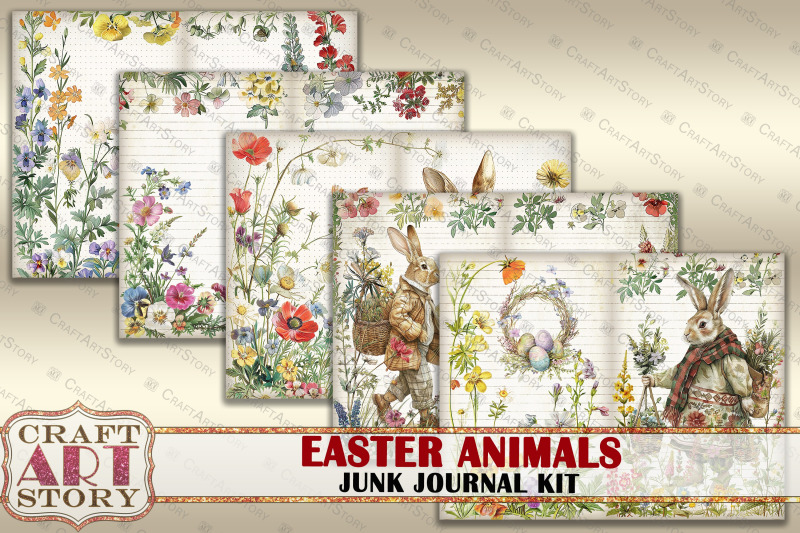 vintage-easter-animals-junk-journal-pages-digital-papers