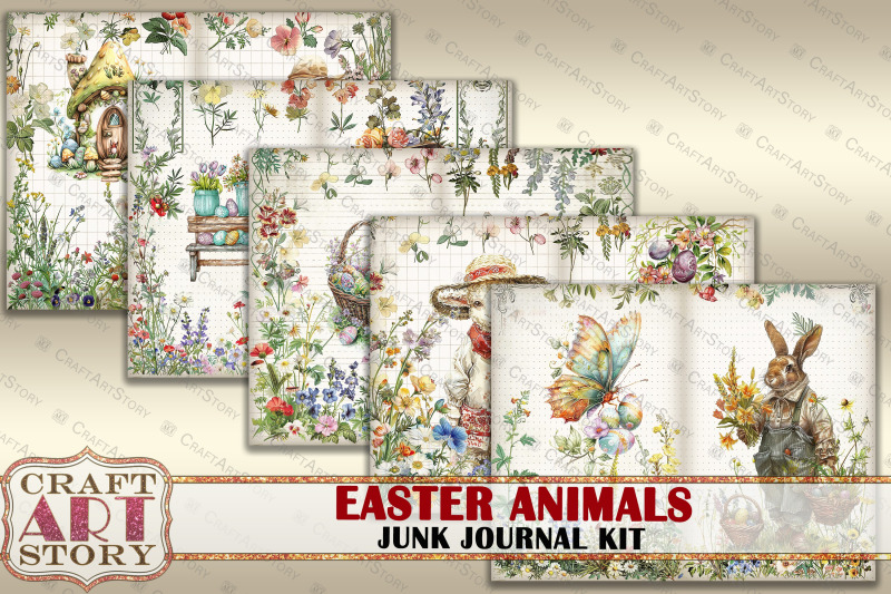 vintage-easter-animals-junk-journal-pages-digital-papers